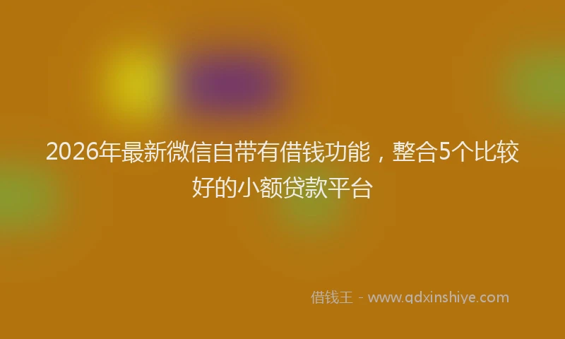 2026年最新微信自带有借钱功能，整合5个比较好的小额贷款平台