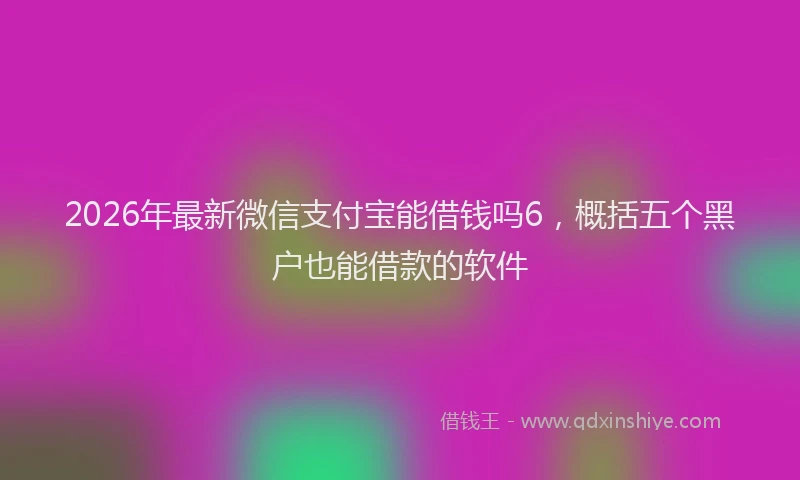 2026年最新微信支付宝能借钱吗6，概括五个黑户也能借款的软件