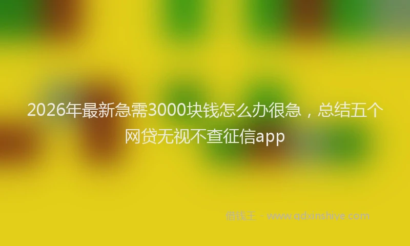 2026年最新急需3000块钱怎么办很急，总结五个网贷无视不查征信app