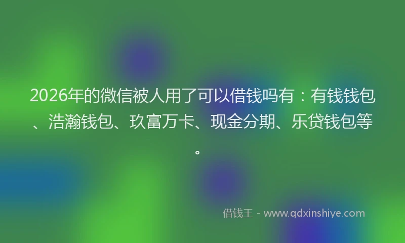 2026年的微信被人用了可以借钱吗有：有钱钱包、浩瀚钱包、玖富万卡、现金分期、乐贷钱包等。