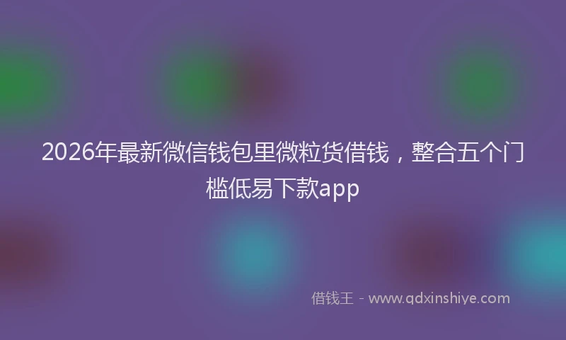 2026年最新微信钱包里微粒货借钱，整合五个门槛低易下款app