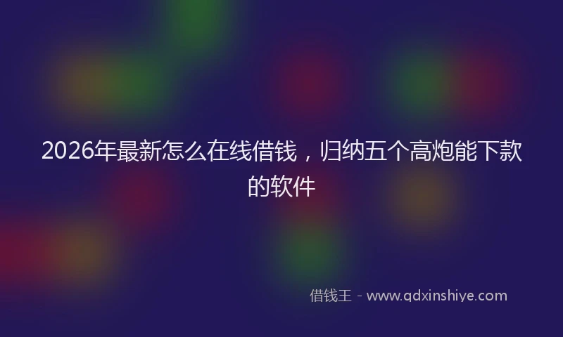 2026年最新怎么在线借钱，归纳五个高炮能下款的软件