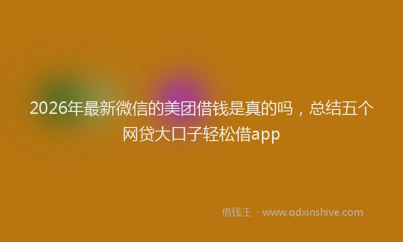 2026年最新微信的美团借钱是真的吗，总结五个网贷大口子轻松借app