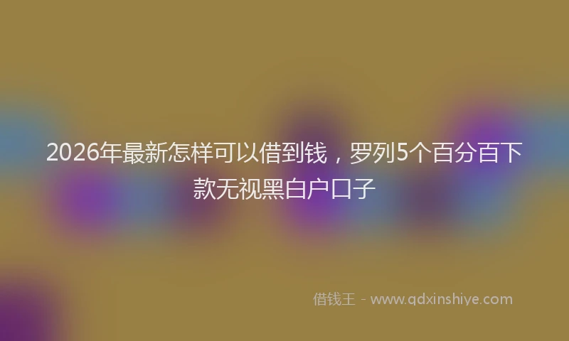 2026年最新怎样可以借到钱，罗列5个百分百下款无视黑白户口子