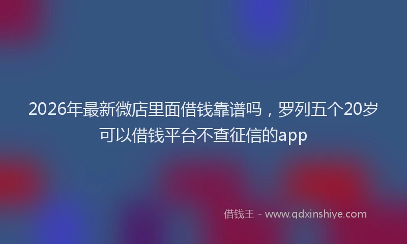2026年最新微店里面借钱靠谱吗，罗列五个20岁可以借钱平台不查征信的app