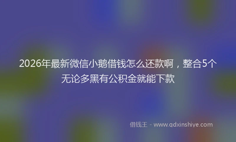 2026年最新微信小鹅借钱怎么还款啊，整合5个无论多黑有公积金就能下款