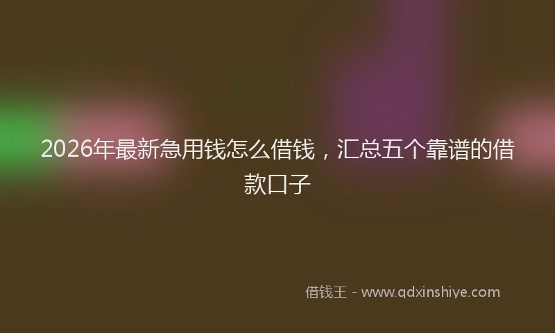 2026年最新急用钱怎么借钱，汇总五个靠谱的借款口子