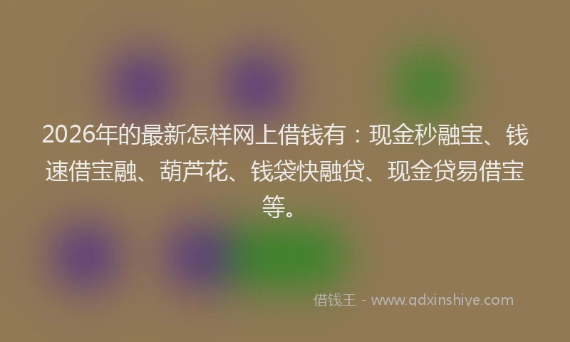 2026年的最新怎样网上借钱有：现金秒融宝、钱速借宝融、葫芦花、钱袋快融贷、现金贷易借宝等。