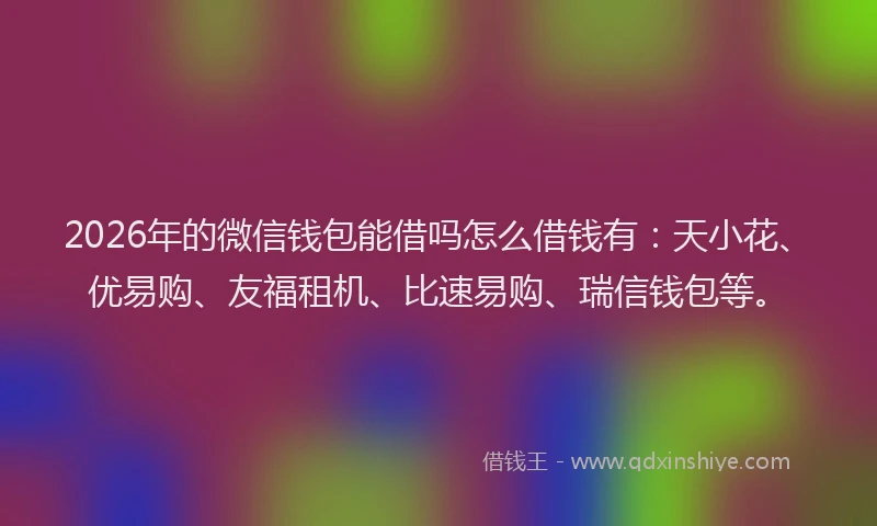 2026年的微信钱包能借吗怎么借钱有：天小花、优易购、友福租机、比速易购、瑞信钱包等。
