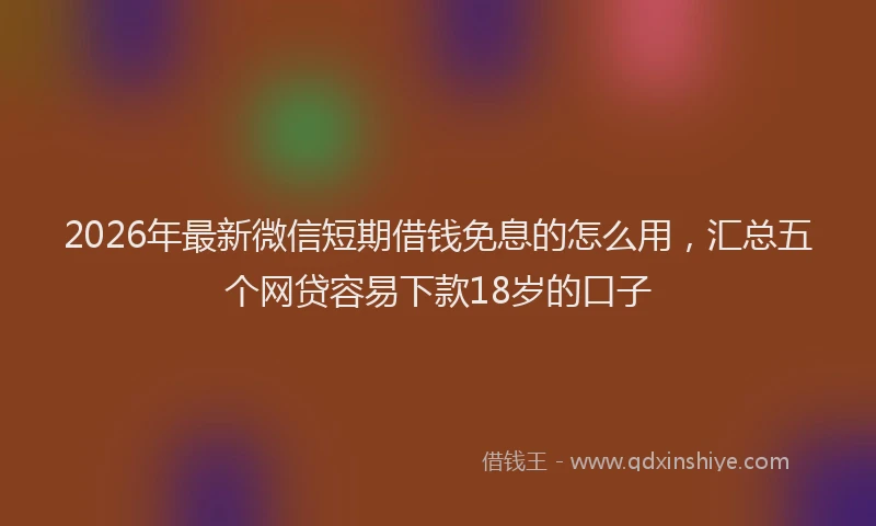 2026年最新微信短期借钱免息的怎么用，汇总五个网贷容易下款18岁的口子