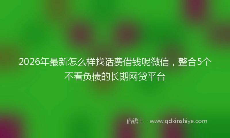2026年最新怎么样找话费借钱呢微信，整合5个不看负债的长期网贷平台