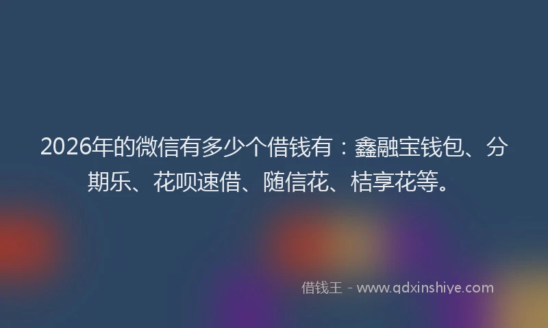 2026年的微信有多少个借钱有：鑫融宝钱包、分期乐、花呗速借、随信花、桔享花等。