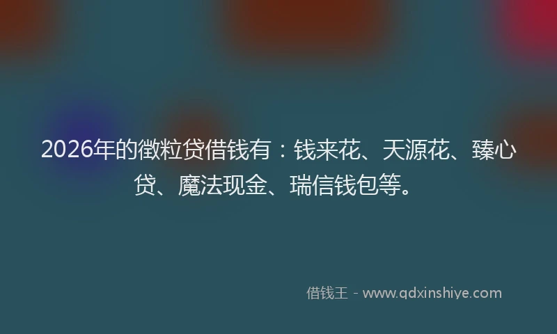 2026年的徴粒贷借钱有：钱来花、天源花、臻心贷、魔法现金、瑞信钱包等。