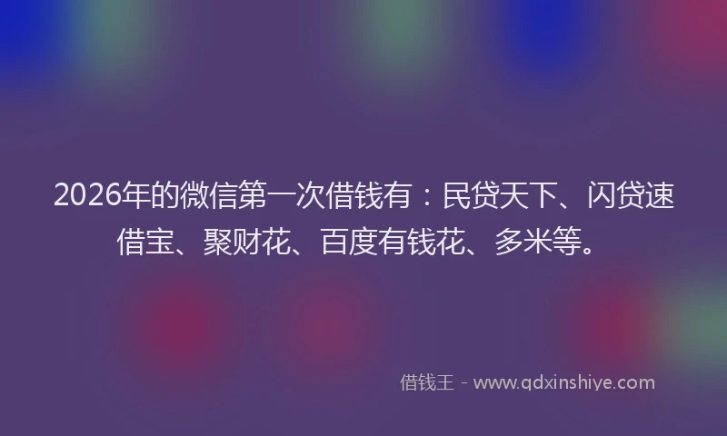 2026年的微信第一次借钱有：民贷天下、闪贷速借宝、聚财花、百度有钱花、多米等。