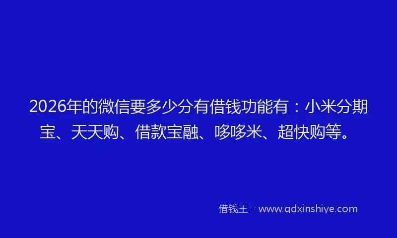 2026年的微信要多少分有借钱功能有：小米分期宝、天天购、借款宝融、哆哆米、超快购等。