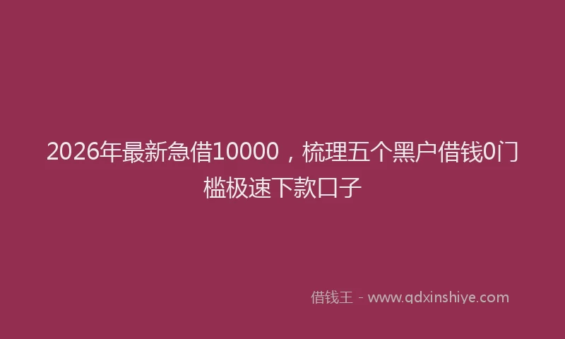 2026年最新急借10000，梳理五个黑户借钱0门槛极速下款口子