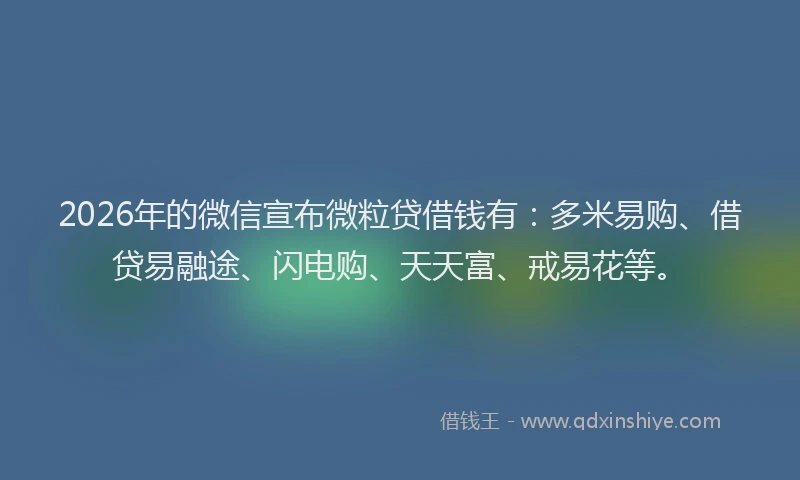 2026年的微信宣布微粒贷借钱有：多米易购、借贷易融途、闪电购、天天富、戒易花等。