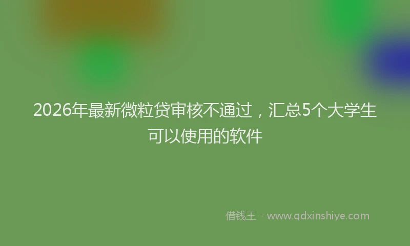 2026年最新微粒贷审核不通过，汇总5个大学生可以使用的软件
