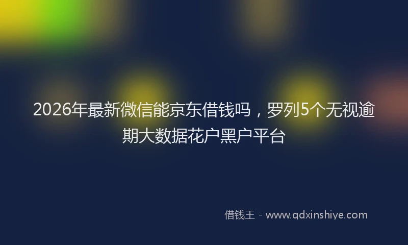 2026年最新微信能京东借钱吗，罗列5个无视逾期大数据花户黑户平台