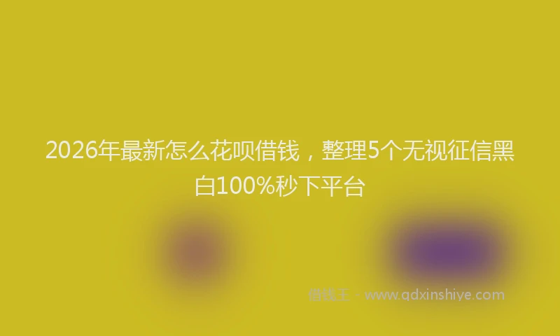 2026年最新怎么花呗借钱，整理5个无视征信黑白100%秒下平台