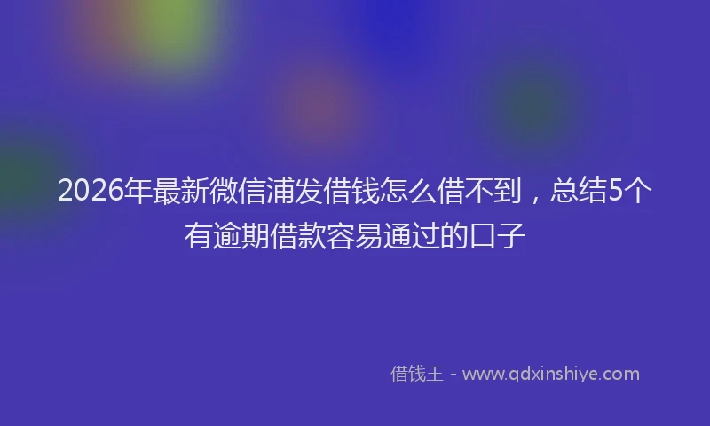 2026年最新微信浦发借钱怎么借不到，总结5个有逾期借款容易通过的口子