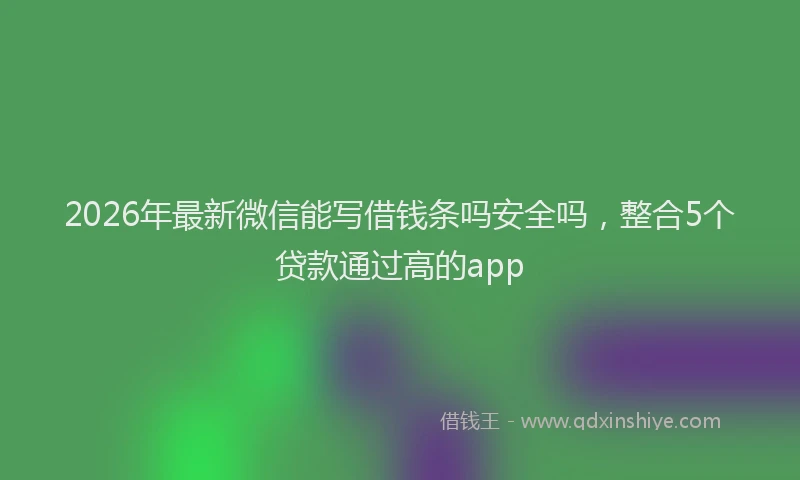 2026年最新微信能写借钱条吗安全吗，整合5个贷款通过高的app