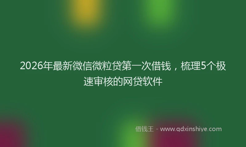 2026年最新微信微粒贷第一次借钱，梳理5个极速审核的网贷软件