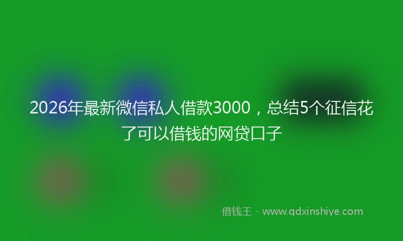 2026年最新微信私人借款3000，总结5个征信花了可以借钱的网贷口子