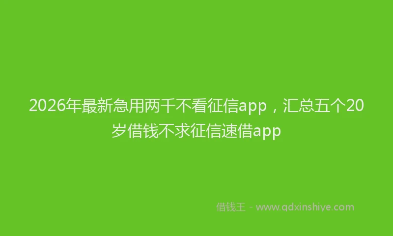 2026年最新急用两千不看征信app，汇总五个20岁借钱不求征信速借app