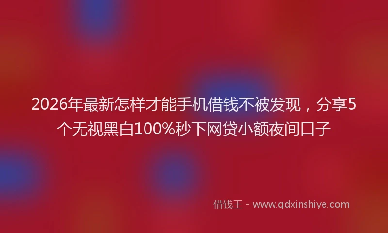 2026年最新怎样才能手机借钱不被发现,分享5个无视黑白100%秒下网贷小额夜间口子