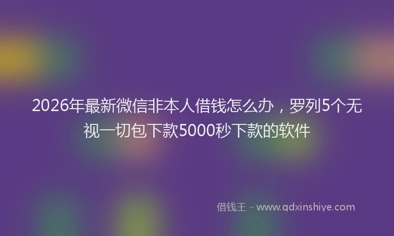 2026年最新微信非本人借钱怎么办，罗列5个无视一切包下款5000秒下款的软件