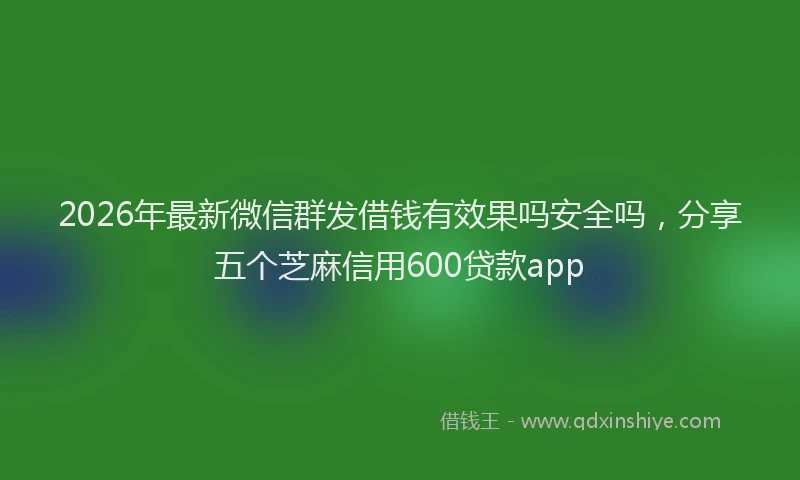 2026年最新微信群发借钱有效果吗安全吗，分享五个芝麻信用600贷款app