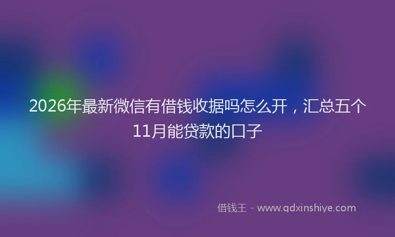 2026年最新微信有借钱收据吗怎么开，汇总五个11月能贷款的口子