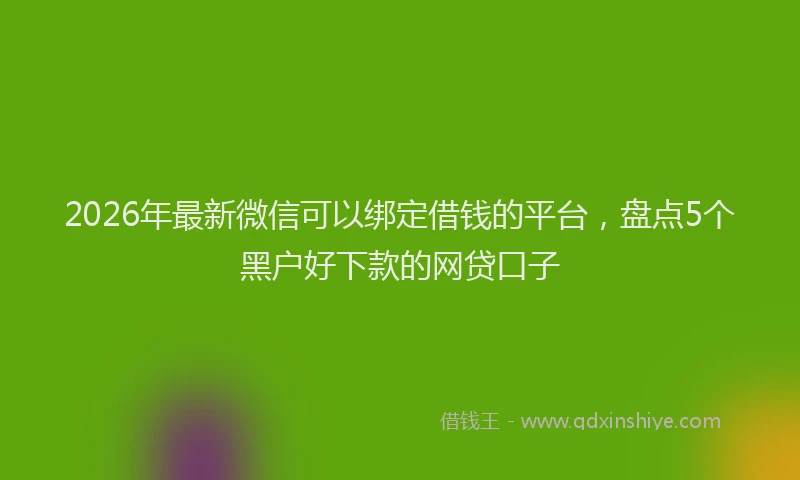2026年最新微信可以绑定借钱的平台，盘点5个黑户好下款的网贷口子