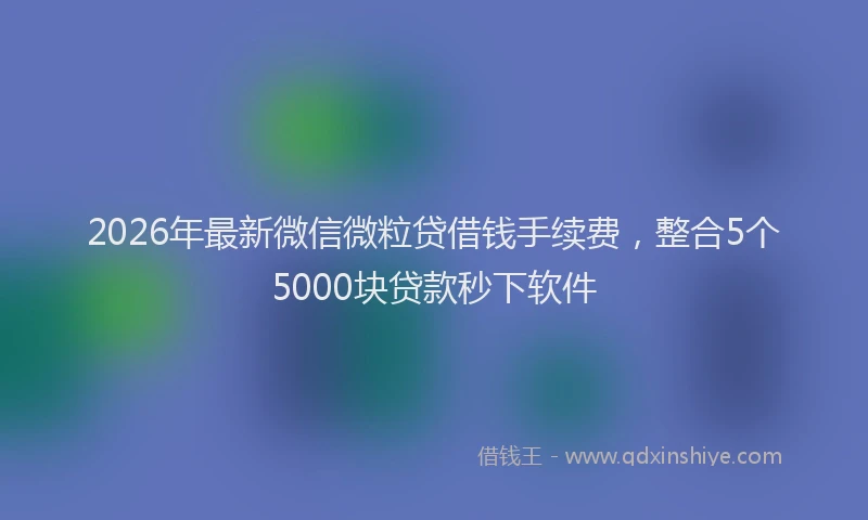 2026年最新微信微粒贷借钱手续费，整合5个5000块贷款秒下软件