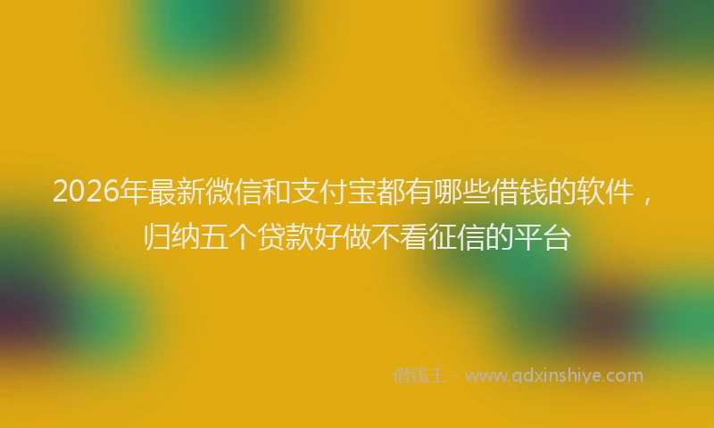 2026年最新微信和支付宝都有哪些借钱的软件，归纳五个贷款好做不看征信的平台