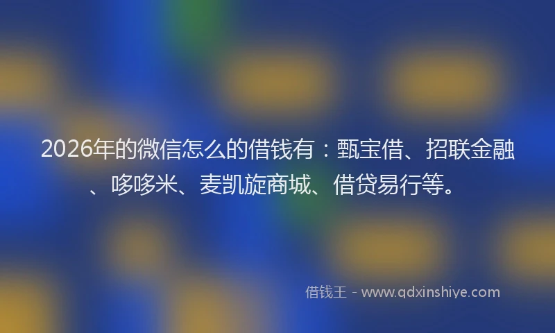 2026年的微信怎么的借钱有：甄宝借、招联金融、哆哆米、麦凯旋商城、借贷易行等。