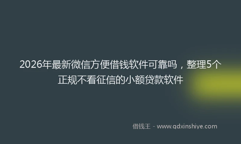 2026年最新微信方便借钱软件可靠吗，整理5个正规不看征信的小额贷款软件