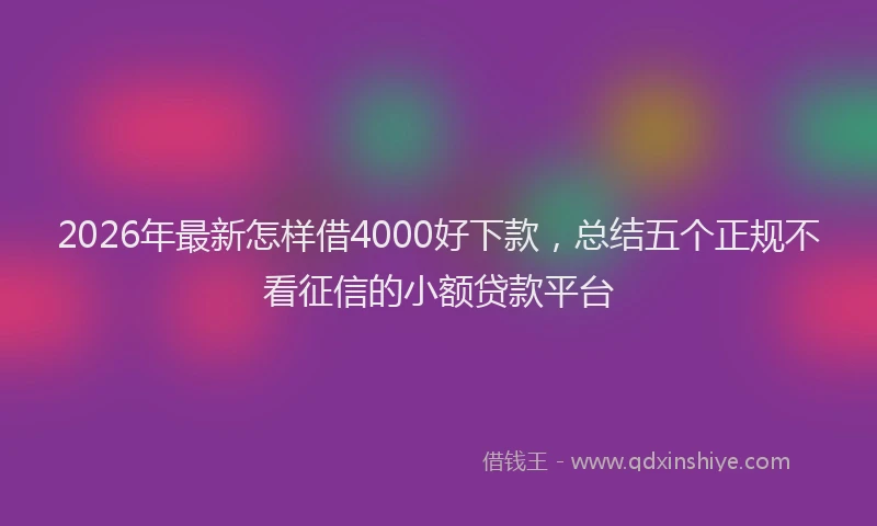 2026年最新怎样借4000好下款，总结五个正规不看征信的小额贷款平台
