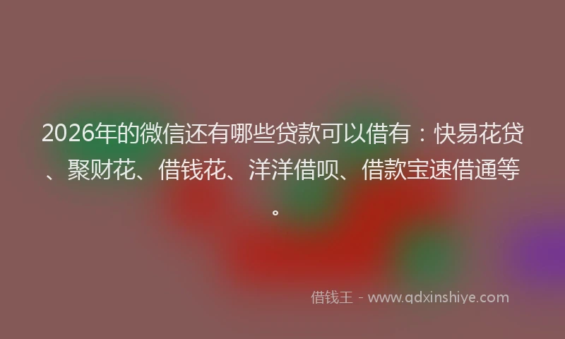 2026年的微信还有哪些贷款可以借有：快易花贷、聚财花、借钱花、洋洋借呗、借款宝速借通等。