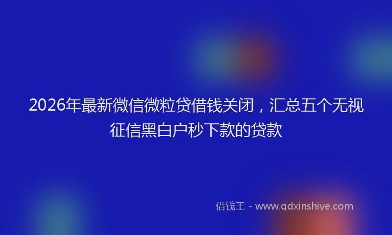 2026年最新微信微粒贷借钱关闭，汇总五个无视征信黑白户秒下款的贷款