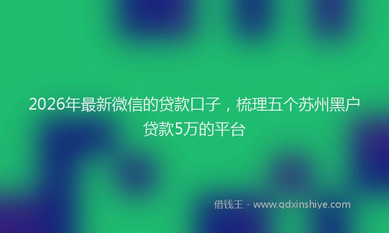 2026年最新微信的贷款口子，梳理五个苏州黑户贷款5万的平台