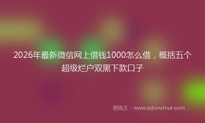 2026年最新微信网上借钱1000怎么借，概括五个超级烂户双黑下款口子