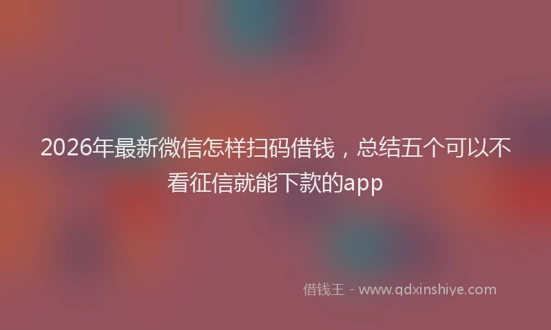 2026年最新微信怎样扫码借钱，总结五个可以不看征信就能下款的app