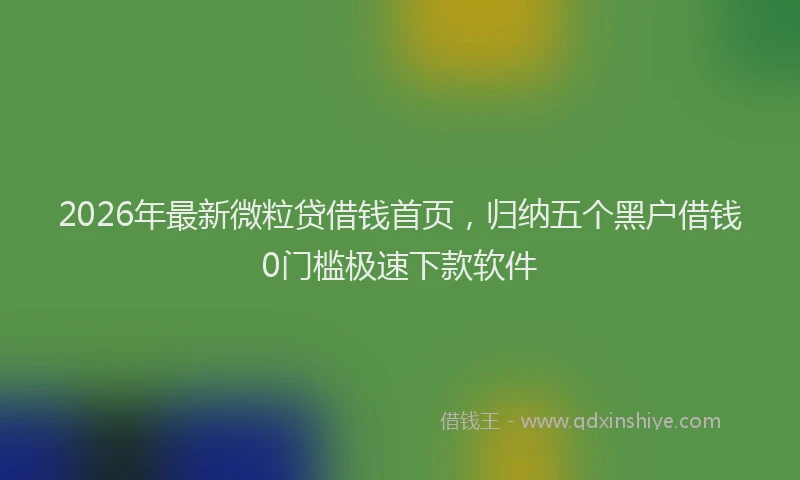 2026年最新微粒贷借钱首页，归纳五个黑户借钱0门槛极速下款软件