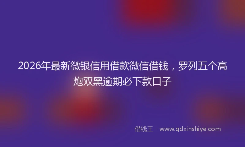 2026年最新微银信用借款微信借钱，罗列五个高炮双黑逾期必下款口子