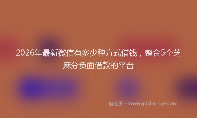 2026年最新微信有多少种方式借钱，整合5个芝麻分负面借款的平台