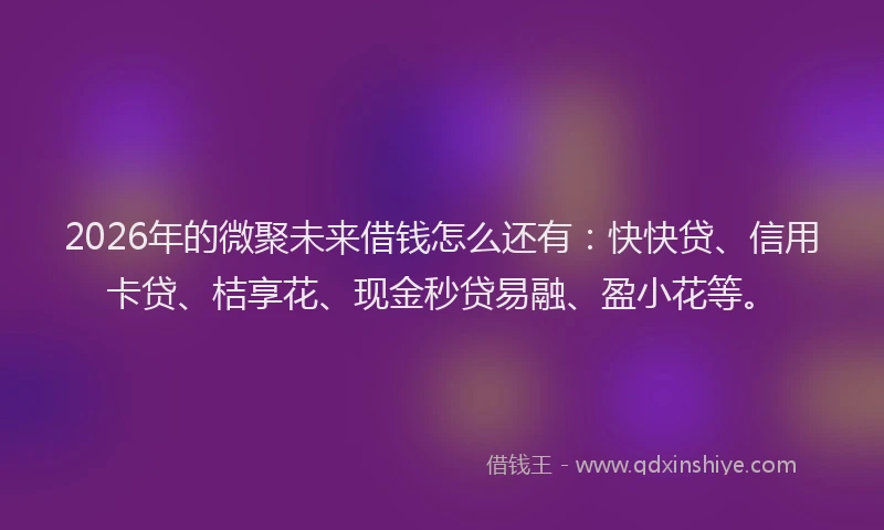 2026年的微聚未来借钱怎么还有：快快贷、信用卡贷、桔享花、现金秒贷易融、盈小花等。