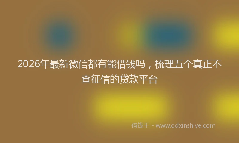 2026年最新微信都有能借钱吗，梳理五个真正不查征信的贷款平台