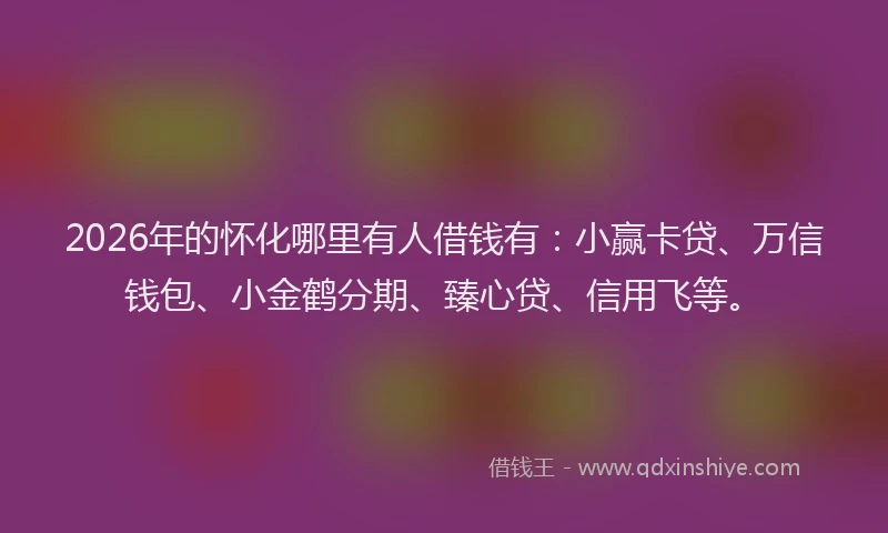 2026年的怀化哪里有人借钱有:小赢卡贷、万信钱包、小金鹤分期、臻心贷、信用飞等。